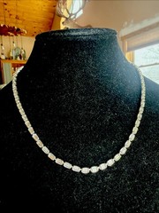 Vintage Baguette Necklace Jeweled Choker Crystal Rhinestone 16.5” Silver Tone