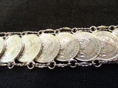 # 654- VINTAGE MEXICO COIN BRACELET-21 REAL COINS