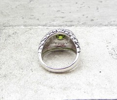 925 Sterling Silver Peridot & Cubic Zirconia Cocktail Ring Sz 6.5 RG1651
