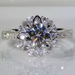 Round Cut 3.00 Ct Lab-Created Diamond Engagement Ring 14k White Gold Plated