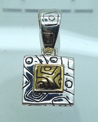 Vintage unique style Two Tone square shape Pendant charm fashion jewelry