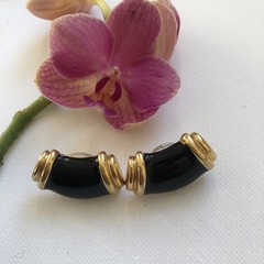 Vintage Monet Curved Gold-tone Earrings