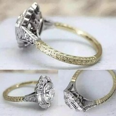 Art Deco Style 2.30Ct Round Lab Created Diamond Wedding 14K Yellow Gold FN Ring
