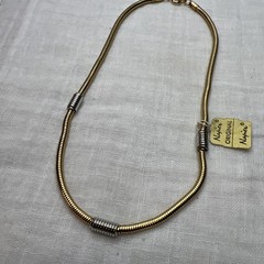 VTG NAPIER NWT 2 PC Modernist Wave Necklace Set 14” 14.5” Two Tone