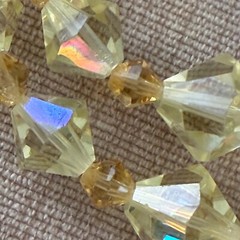 Vintage Yellow Aurora Borealis Crystal Necklace and Dangle Earrings Set