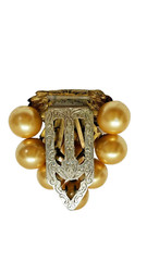 Mirriam Hascell FUR CLIP WITH LARGE FAWX PEARLS AND BRASS GRAPE LEAF. 1930’s