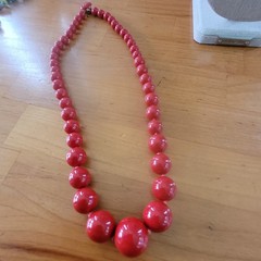 Vintage Coral Red Graduated Glass Bead Necklace Knotted 23in 75g