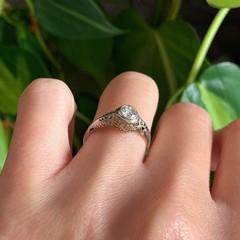 Daily Wear Art Deco Lab Created Diamond Engagement Ring for Mid-Century Ring