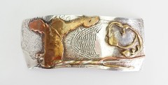 One of a kind sterling silver brass large vintage artisan hand signed pin brooch