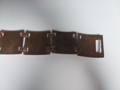 Vintage Enamel On Copper Wide Panel Bracelet Mid Century Purple Black Blue Read