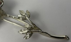 CORO Pink Rhinestone Flower Pin Silver Tone Nature Garden Trees Floral Read Desc