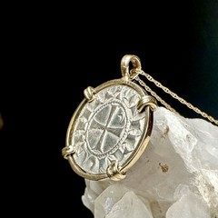 Genuine 12th Century Templar Crusader Coin In Solid 14k Handmade Gold