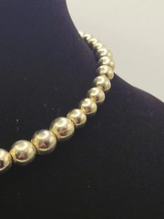 Vintage Monet Polished Gold Tone Ball Bead Choker Necklace – Signed
