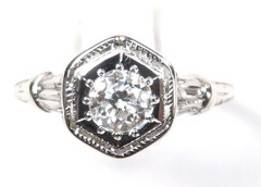 Antique Art Deco 1920’s Diamond Engagement Ring 18KW Size 6 UK-L1/2 EGL USA