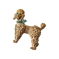 Tan Enamel Poodle Brooch