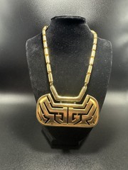 Vintage 1960s Pierre Cardin Space Age Modernist Gold Tone Statement Art Necklace