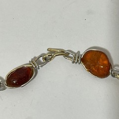 VtgGenuine Honey Cognac Amber Nugget Wire Wrapped Pendant Necklace Bracelet Set