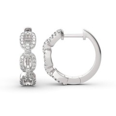 Cuban Link Huggie Women Earrings 2.0 Ct Lab Created Diamond 14K White Gold