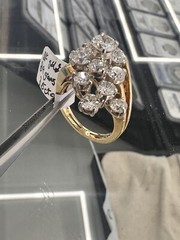 Stunning 1970 Vintage Estate 18k Gold 3.50ct Diamond Cluster Cocktail Ring