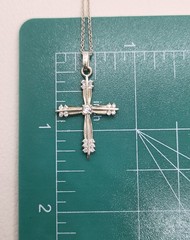 Vintage Avon Sterling Silver 925 Cubic Zirconia Cross Pendant Chain Necklace 19″