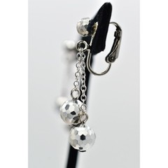 Vintage Crystal Clip On Earrings Silver Chain Disco Ball Chain Drop 1950s A23