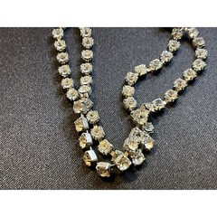 8.5in Clear Rhinestone Crystals Dbl Layered Vintage Bracelet