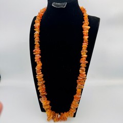 Vintage Natural Baltic Amber Chunky Chip Necklace Graduated Cognac Honey 30in