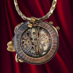 STYLIZED FEMALE FACE ORNATE BROOCH PENDANT NECKLACE