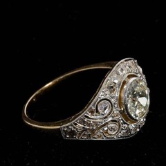 Art Deco Vintage 2.30 Ct White Diamond Wedding Ring 14K Yellow Gold Plated