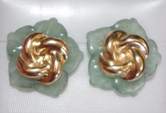 Vintage Jade Flower Jackets EarringsBridal Wedding: Use with any Studs
