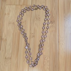 Art Deco Flapper Lavender Glass Necklace Double Bezel Two-Sided Prong Setting