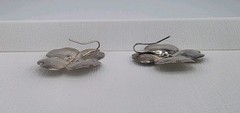 Vintage Stuart Nye 925 Sterling Silver Dogwood Flower Hook Earrings Excellent