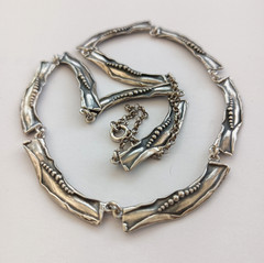 Vintage Israeli Silver Necklace Modernist Art Nouveau Revival Choker Handmade