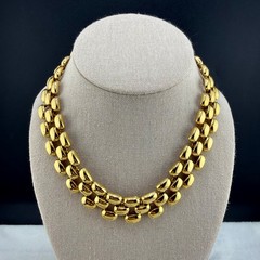 Vintage PEP Erwin Pearl Necklace Gold Tone Collar Signed 16”