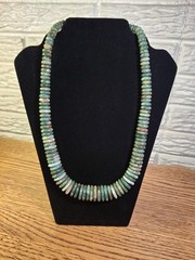 Jade Graduated Disc Beaded 24 Inch 925 Necklace