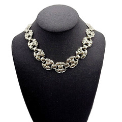 Professional Career Silver Tone Flat Link Chunky Wide Style Necklace 18 Inch
