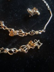 Vintage Barclay Parure Set Gold & Clear Rhinestone Necklace Earrings Bracelet A