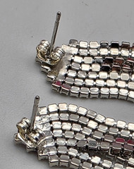 Crystal Fringe Tennis Drop Earrings Silver Tone Chandelier Vintage 2.5 in