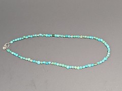 Vintage Turquoise Beaded Necklace 16.5″ 925 Sterling Silver Clasp