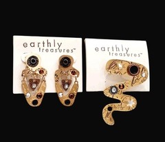 Vintage Signed Newpro Earrings & Pin Set Rare SEE DESCRIPTION Free Ship!
