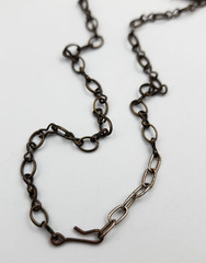 Green Man Art Nouveau Style Stamped Brass Necklace Jet Black Faceted Beads 18″