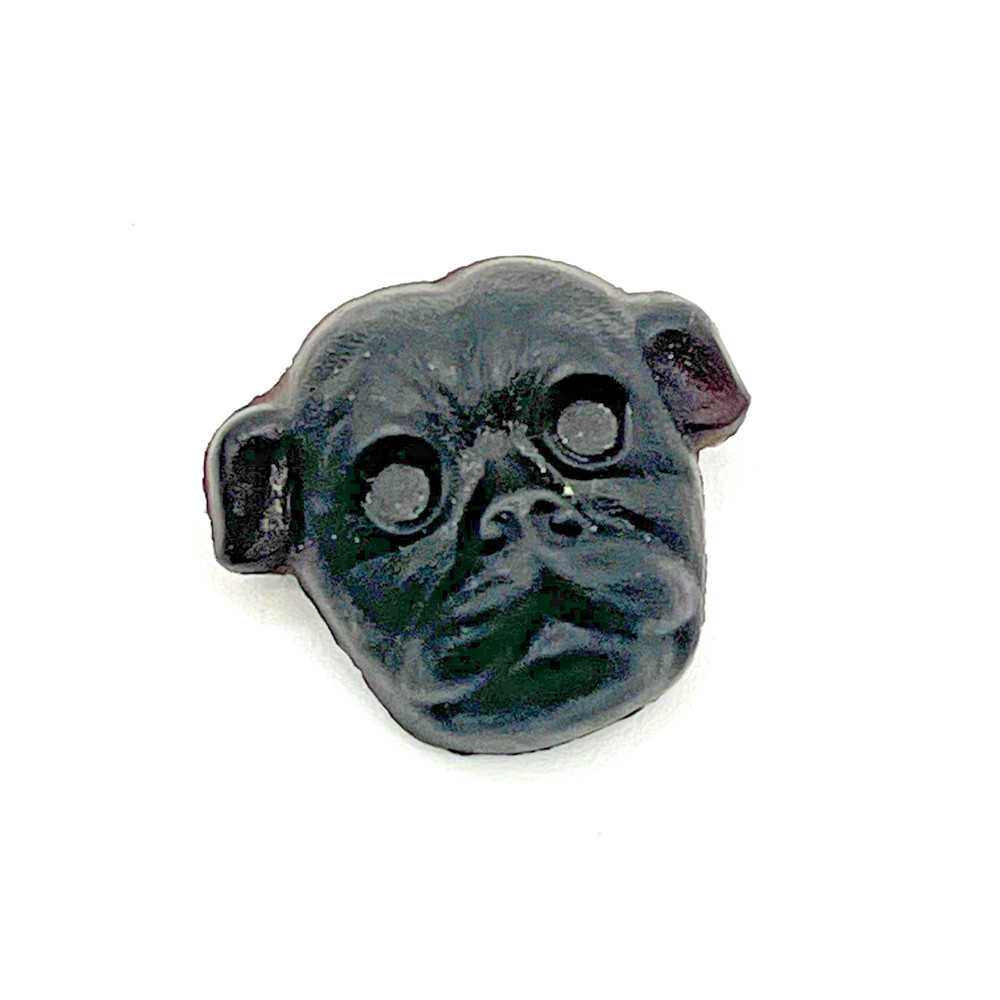 Victorian English Pin Black Glass Pug Dog Mourning Pin Brooch Antique