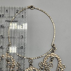 Vtg Hammered Necklace Etruscan Revival Scrollwork Choker Silver Tone Statement