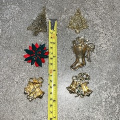 Vintage Lot of 6 Christmas 2 Trees 2 Bells Poinsettia Stocking Brooches Pins.