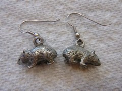 Vintage Sterling/Pewter From Australia Wombat Earrings Very Detailed Unique