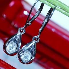 14k white gold earrings 0.25ct natural diamond 1.0″ teardrop dangle 2.50gr N3344