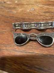 Sterling Cats Eye Sun Glasses Pin + Ribbon Pin Mexico 92.5 Both Well Made