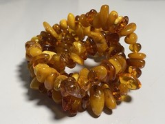 110g VINTAGE CHUNKY EGG YOLK BALTIC HONEY AMBER RAW NUGGET NECKLACE LONG 34”