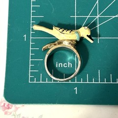 Vintage Bird Ring Enamel Figural Yellow Blue Novelty Size 6.75 Cottagecore