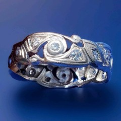 Original EARTH MINED DIAMOND Deco Band Vintage PLATINUM Eternity Anniversary 8